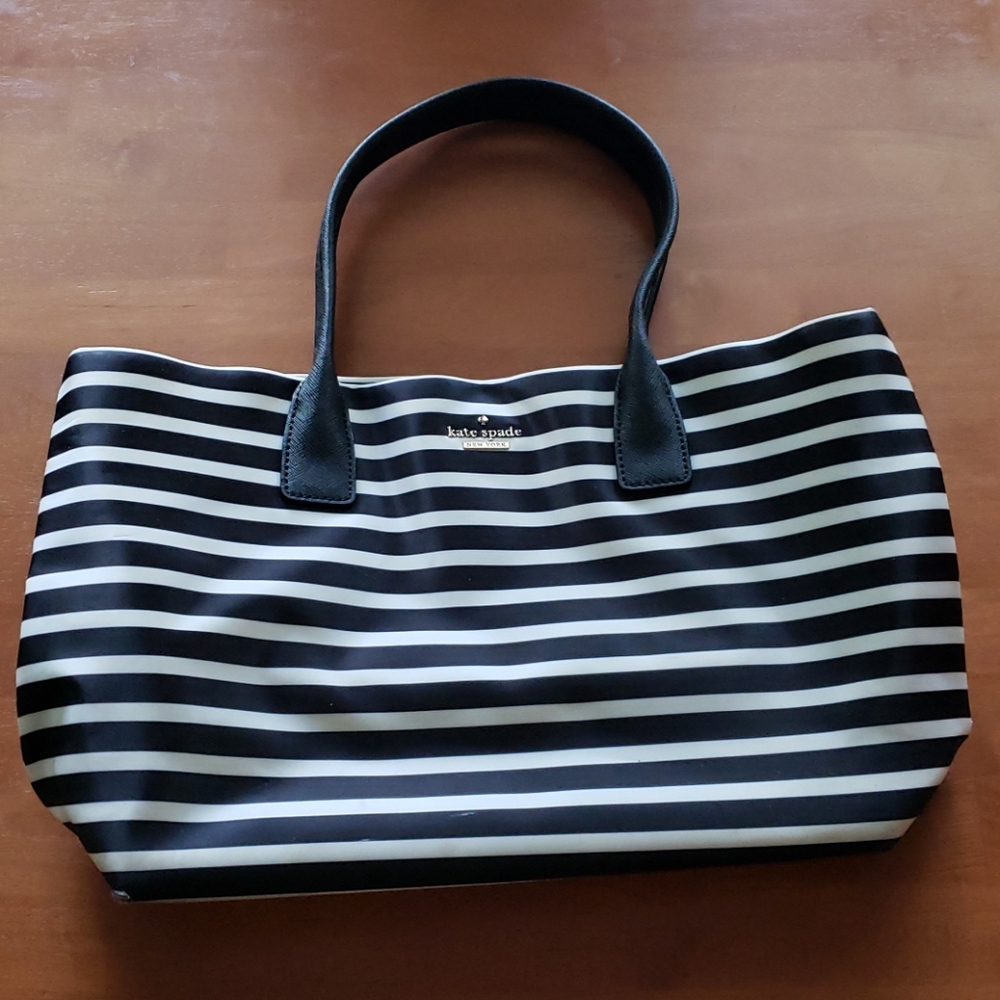 Kate Spade Black/White Striped Tote